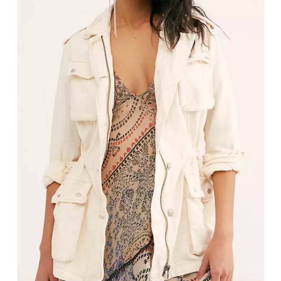 NWT Free People Not Your Brother's Utility Jacket Ecru Cream Women's Size XS - Picture 2 of 16